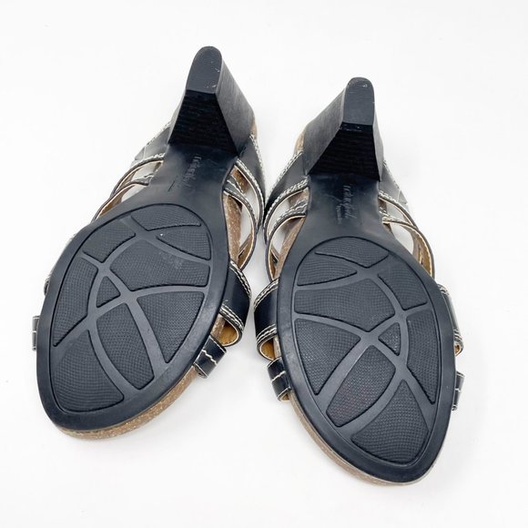 Naturalizer Womens Black Vegan Leather Heel Slip on Sandal Size 8 - Picture 9 of 11